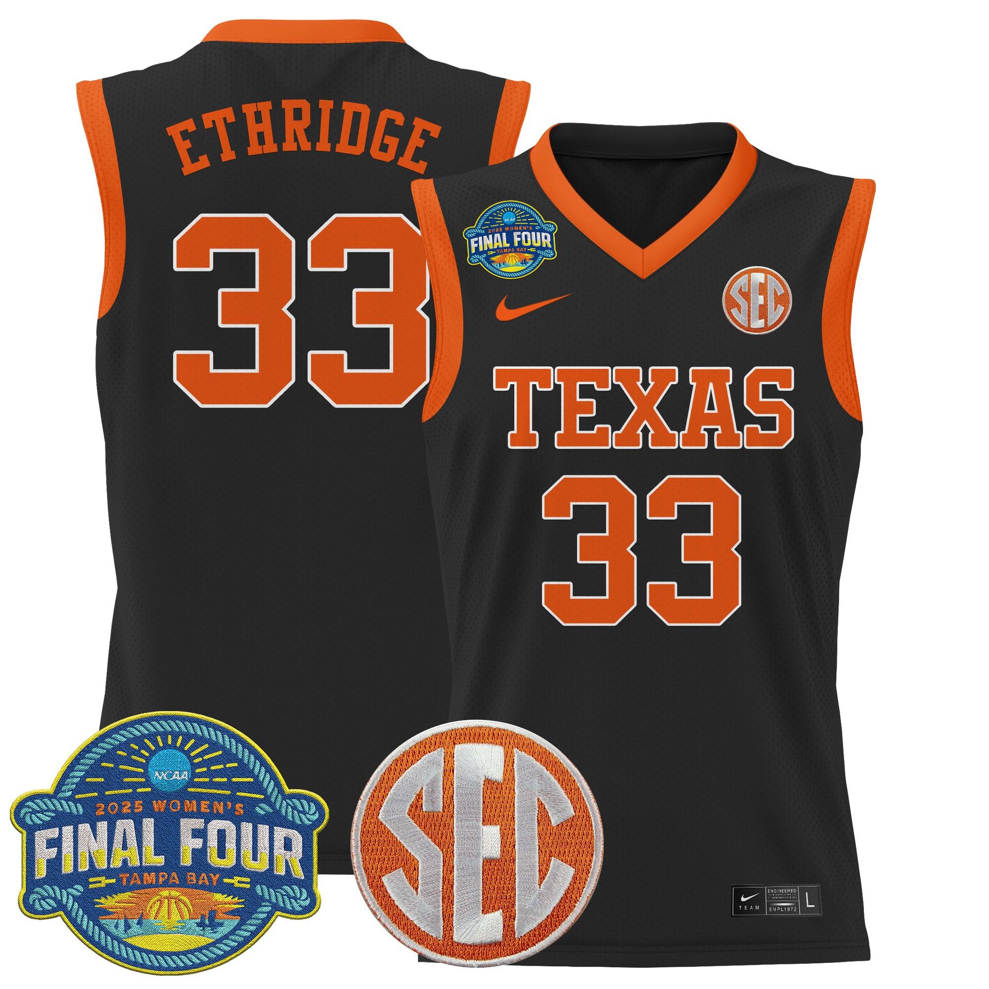 Men Texas Longhorns #33 Ethridge Black Nike 2025 Final Four Patch Lightweight Basketball NCAA Jersey->ncaa teams->NCAA Jersey